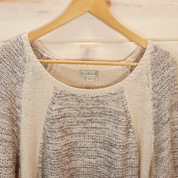 Live and Let Live Women's 2X Sweater Neutral open weave 3/4 Sleeve - Picture 2 of 7